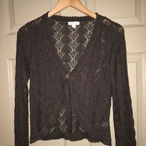 Charter Club Brown Crochet Shrug